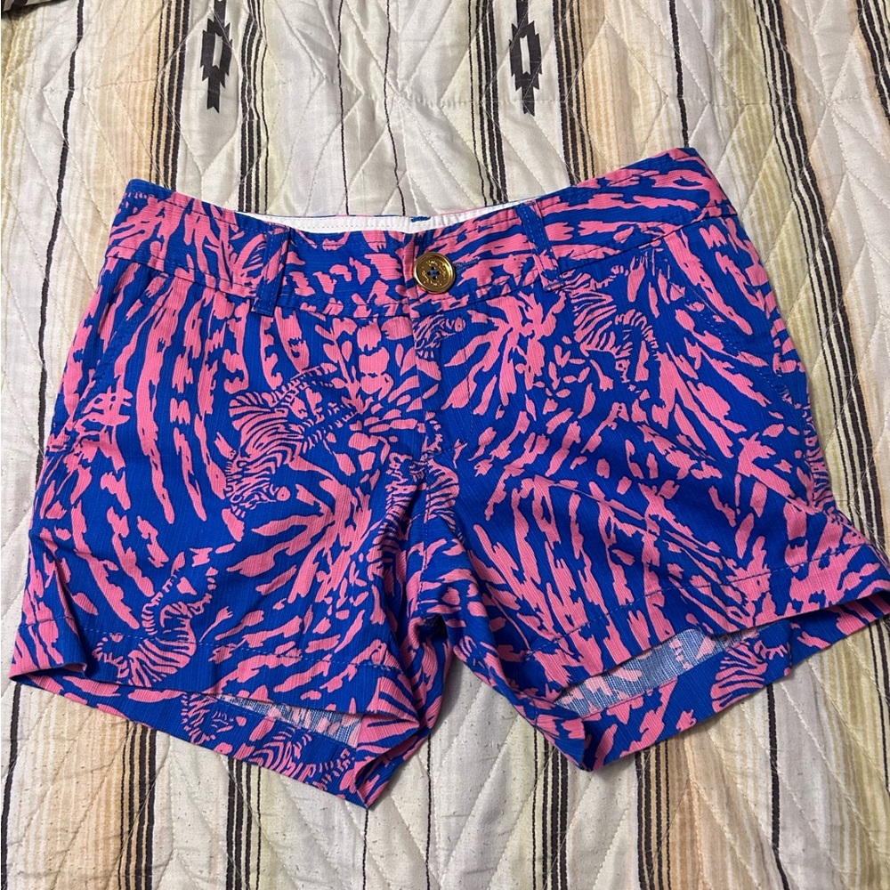 Lilly Pulitzer Callahan Shorts 5" Inseam Rollin' in the Grass Zebra Size 0 EUC